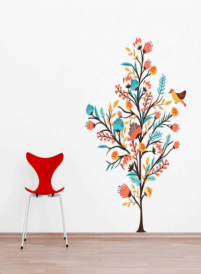 Wall Attraction ملصق حائط فينيل جذاب لغرفة المعيشة وغرفة الأطفال وغرفة النوم، شجرة وطيور ملونة (المقاس - 22 × 31 بوصة) - Image 3