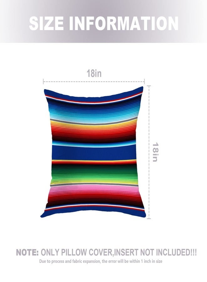 BaoNews Mexican Colorful Pillow Covers, Stripes Pattern Party Decor Ethnic Mexican Fabric Square 18 x 18 Inches Decorative Throw Pillow Covers Cotton Cushion for Sofa Bedroom Car, Yellow, Set of 2 - Image 5