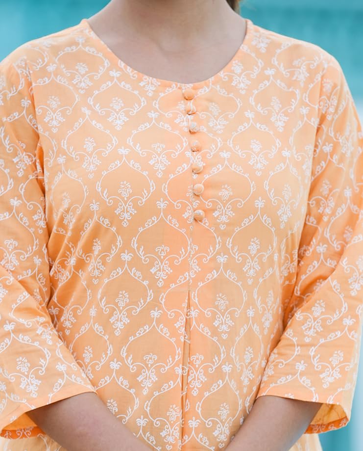 Yash Gallery Women's Cotton Floral Printed Short Kurti (Orange, 5XL) - Image 5