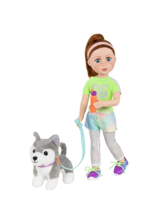 جليتر جيرل 14 " دمية ديلوكس تشغيل ث / لدينا الكلب الزي - Image 2