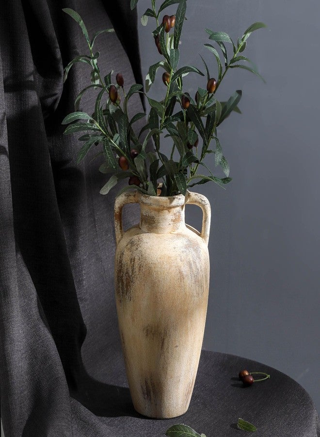Lyeec Large Ceramic Flower Vase,11.41 inch Tall Terracotta Farmhouse Rustic Vase with 2 Handles for Home Decor, Living Room Shelf Decor, Enterway, Wedding, Table Decoration - Image 5