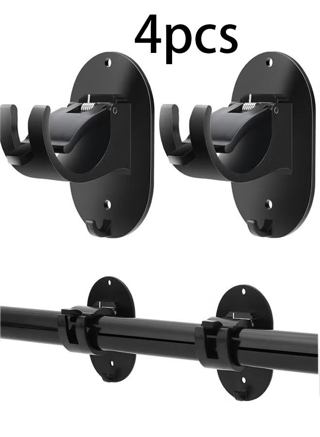 قضيب ستارة، حوامل قضيب ستارة بدون حفر، عبوة من 4 قطع، حوامل قضيب ستارة ذاتية اللصق، قضبان ستارة بدون خطافات حفر، حامل قضيب ستارة قابل للتعديل بدون حفر للحمام والمطبخ والمنزل والفندق - Image 1