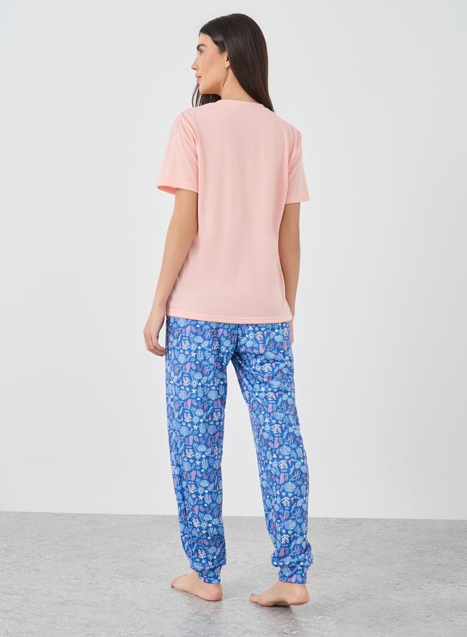 ستايلي طقم بيجاما وتيشيرت بأكمام قصيرة سادة ستايلي - Image 4