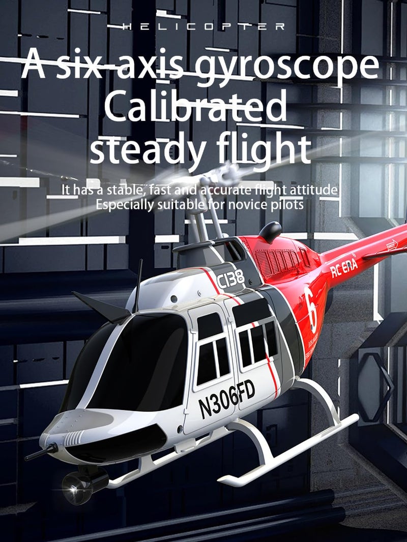FLYCOLOR C138 RC Helicopter 2.4G 6CH 6-Axis Gyro Altitude Hold 1/33 Remote Control Plane Ready to Fly RTF(RED-White) - Image 4