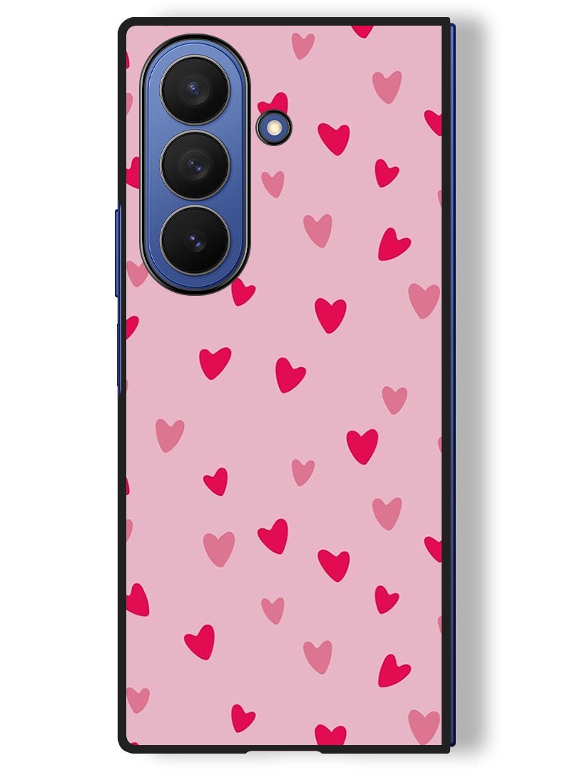 Theodor Case Compatible with Samsung Galaxy Z Fold 7 - 8 Inch Protection Shockproof Bumper Cover Small Hearts - Image 1