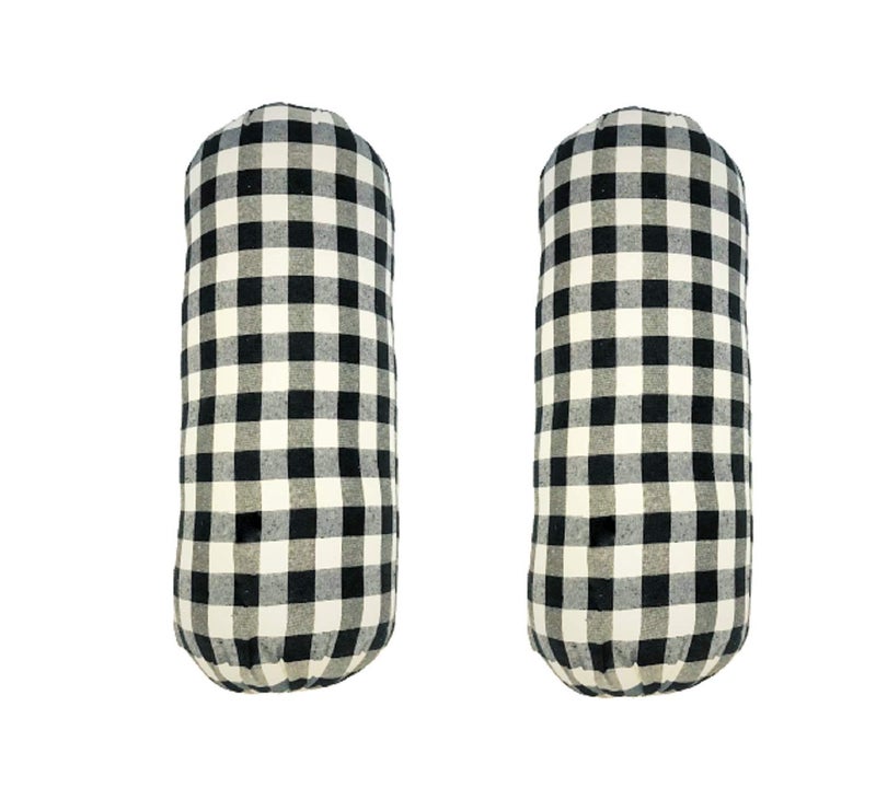 ATOOTFUSION Black and White Check Bolster (30 X 9.5 Inches) Set of 02 (Cotton Hard Bolster Set) - Image 5