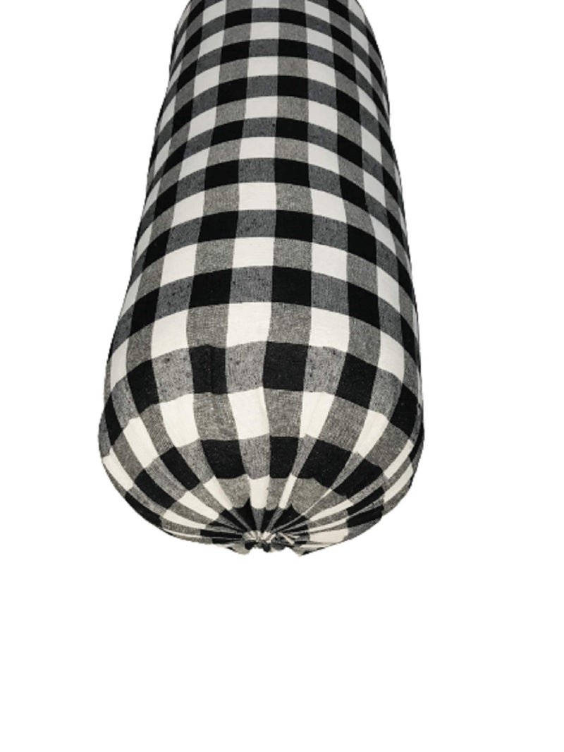 ATOOTFUSION Black and White Check Bolster (30 X 9.5 Inches) Set of 02 (Cotton Hard Bolster Set) - Image 4