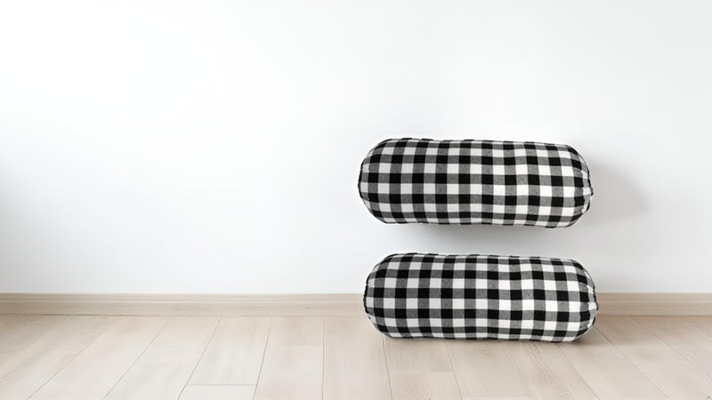 ATOOTFUSION Black and White Check Bolster (30 X 9.5 Inches) Set of 02 (Cotton Hard Bolster Set) - Image 2