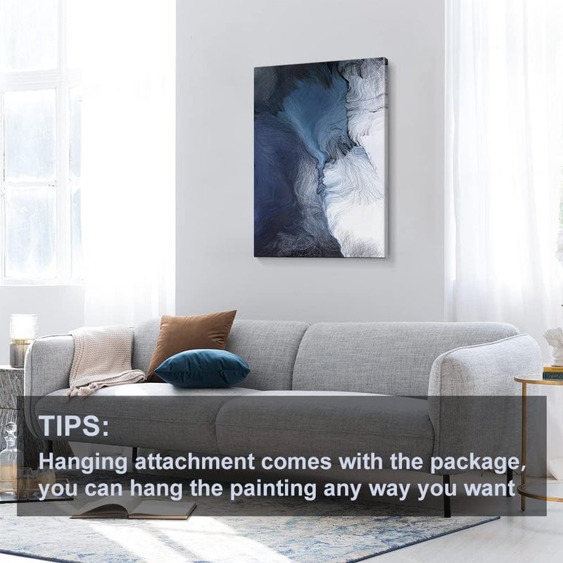 gaosoul Canvas Wall Art Abstract Art Paintings Navy Blue Block and Line Graffiti - Image 4