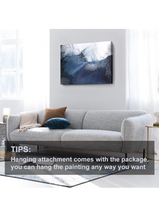 gaosoul Canvas Wall Art Abstract Art Paintings Navy Blue Block and Line Graffiti - Image 5