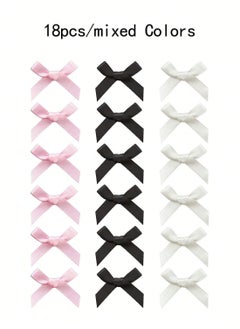 KHAJUL 18-Piece Mini Bow Hair Clips, Sweet Non-Slip Bow Hair Accessories for Women and Girls (White+Black+Pink)  - Image 2