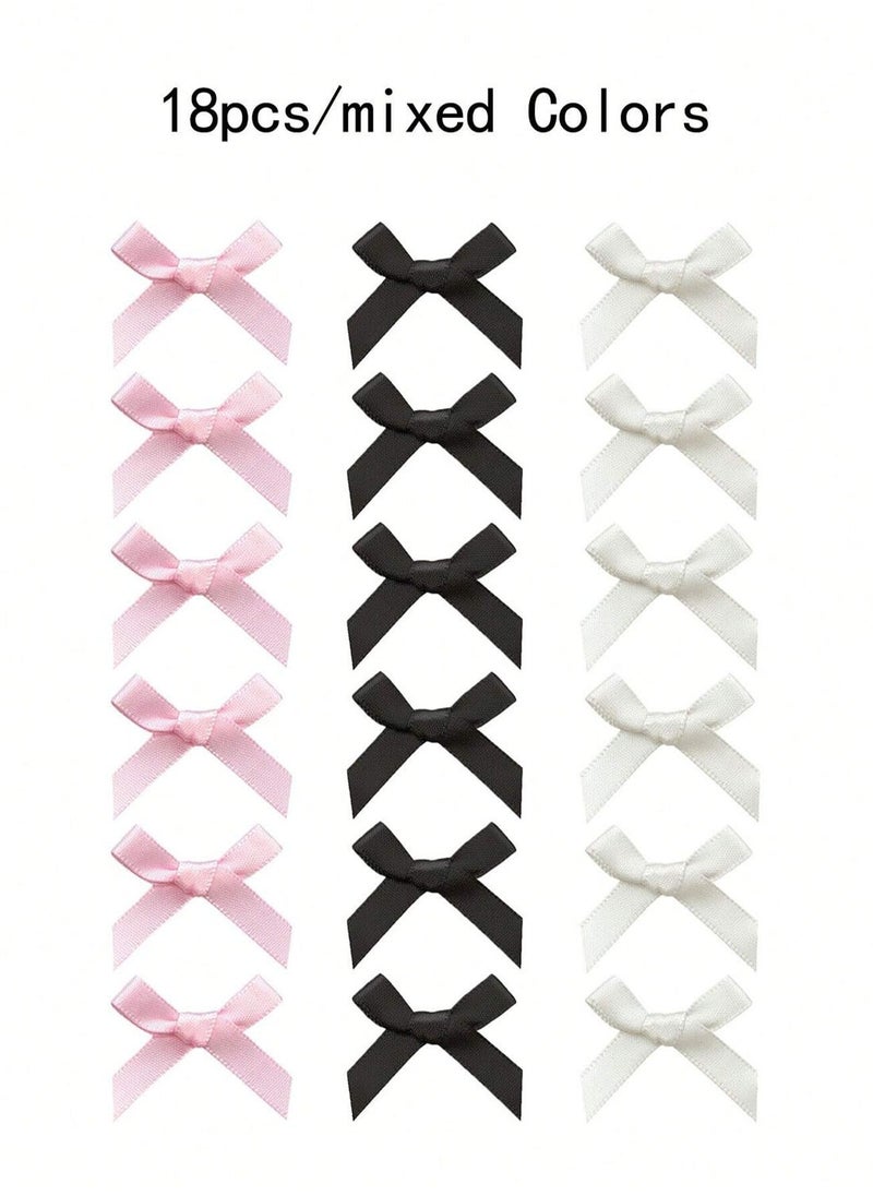 KHAJUL 18-Piece Mini Bow Hair Clips, Sweet Non-Slip Bow Hair Accessories for Women and Girls (White+Black+Pink)  - Image 2
