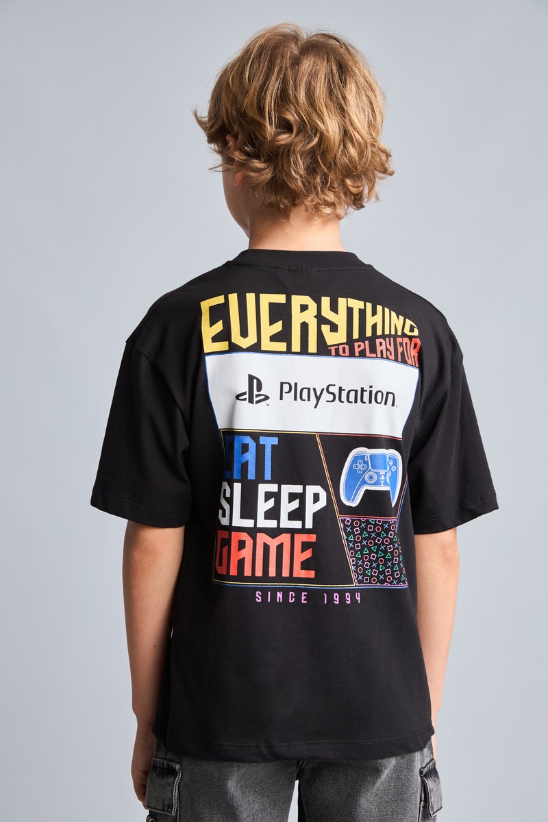 DeFacto Black Boy Boy PlayStation Printed Oversize Black T-Shirt Casual - Image 5