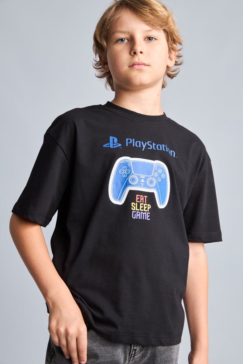 DeFacto Black Boy Boy PlayStation Printed Oversize Black T-Shirt Casual - Image 3