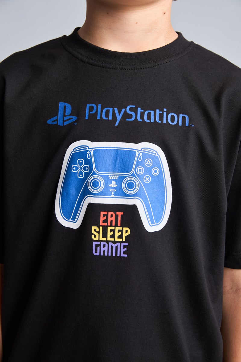 DeFacto Black Boy Boy PlayStation Printed Oversize Black T-Shirt Casual - Image 4