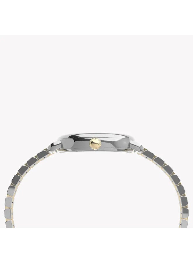 تيميكس ساعة TIMEX النسائية بهيكل نحاسية فضية وسوار فولاذي مقاوم للصدأ فضي وذهبي - Image 2