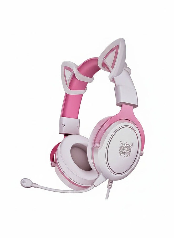 onikuma Onikuma X10 Professional Gaming Headset – 50mm Drivers, Noise-Cancelling Microphone, Adjustable Headband, Multi-Platform Compatible (Pink/White) - Image 1