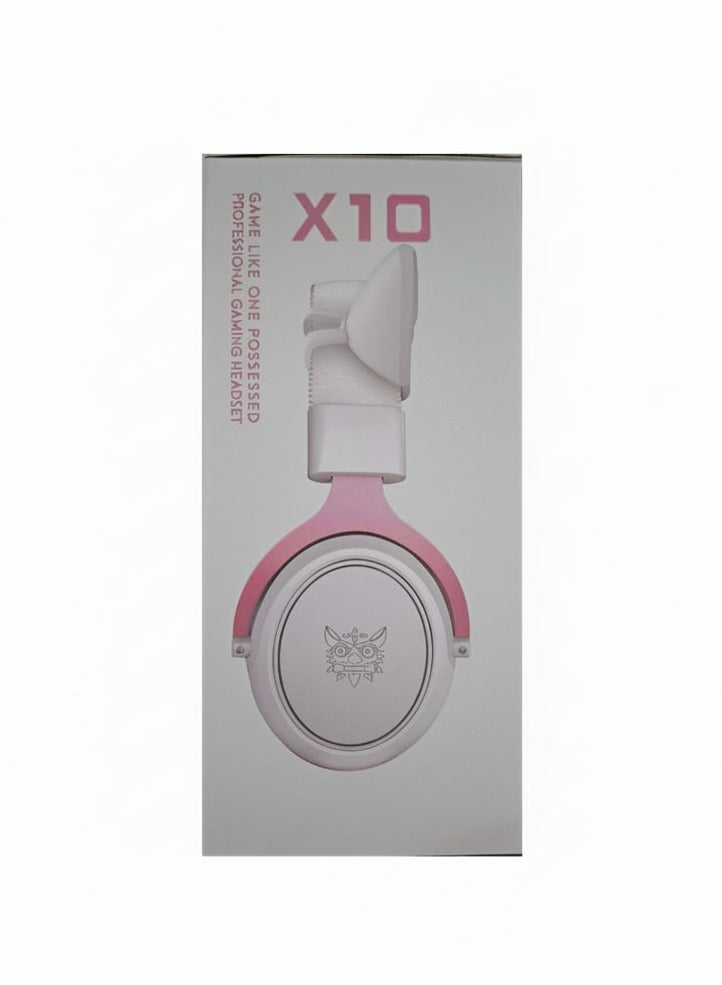 onikuma Onikuma X10 Professional Gaming Headset – 50mm Drivers, Noise-Cancelling Microphone, Adjustable Headband, Multi-Platform Compatible (Pink/White) - Image 3