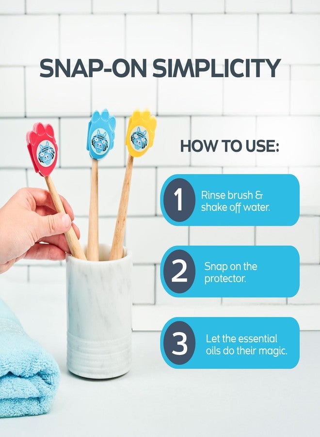drTung's Kids Snap-On Toothbrush Protection - Toothbrush Head Cover Caps for Travel or Household, Keeps Bristles Fresh, Kid-Safe Natural Essential Oil Blend - 2 Protectors (6 Pack) - Image 3