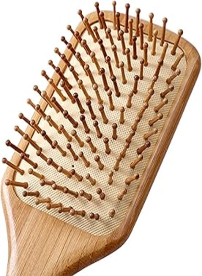 Paddle brush, hair brush, Made of pure natural bamboo, no paint coating, massage the scalp while combing hair to promote blood circulation, prevent static electricity
