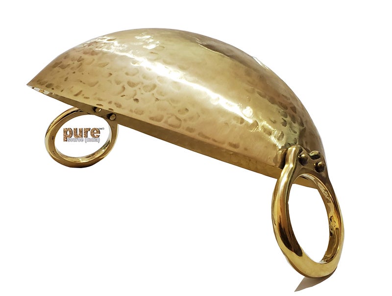 Pure Source India Pure Source India Brass Kadhai Hammered Design Heavy Duety Kitchen Utential (Gold, 2.5 L)  - Image 2