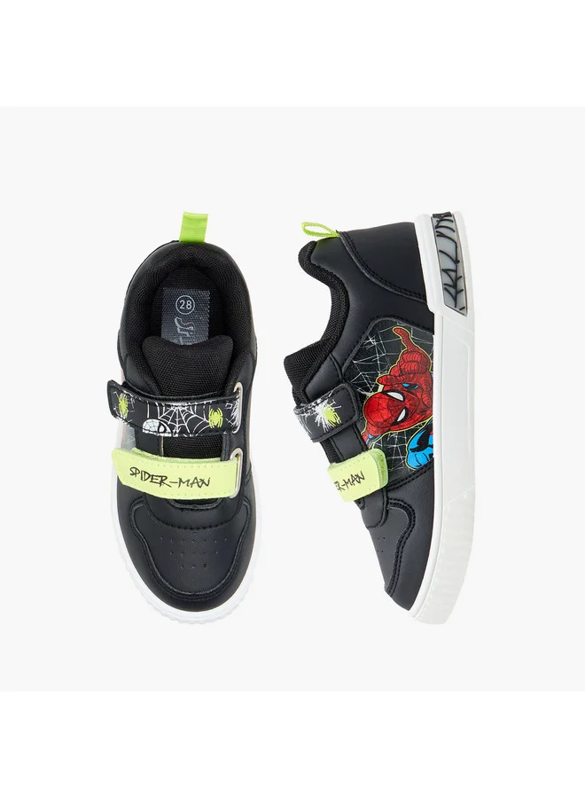 مارفل Boys Spider-Man Print Light-Up Sneakers with Hook and Loop Closure