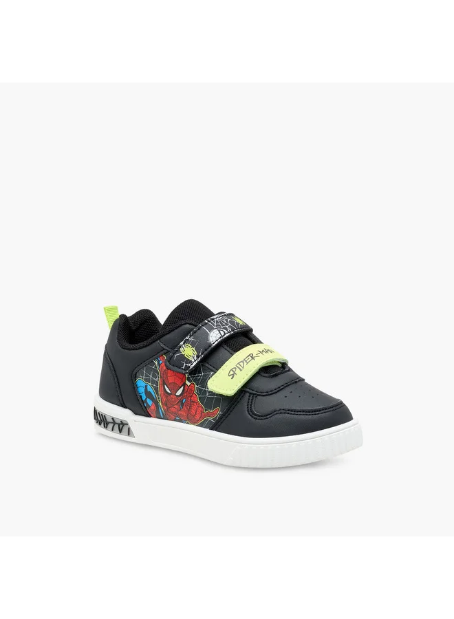 مارفل Boys Spider-Man Print Light-Up Sneakers with Hook and Loop Closure