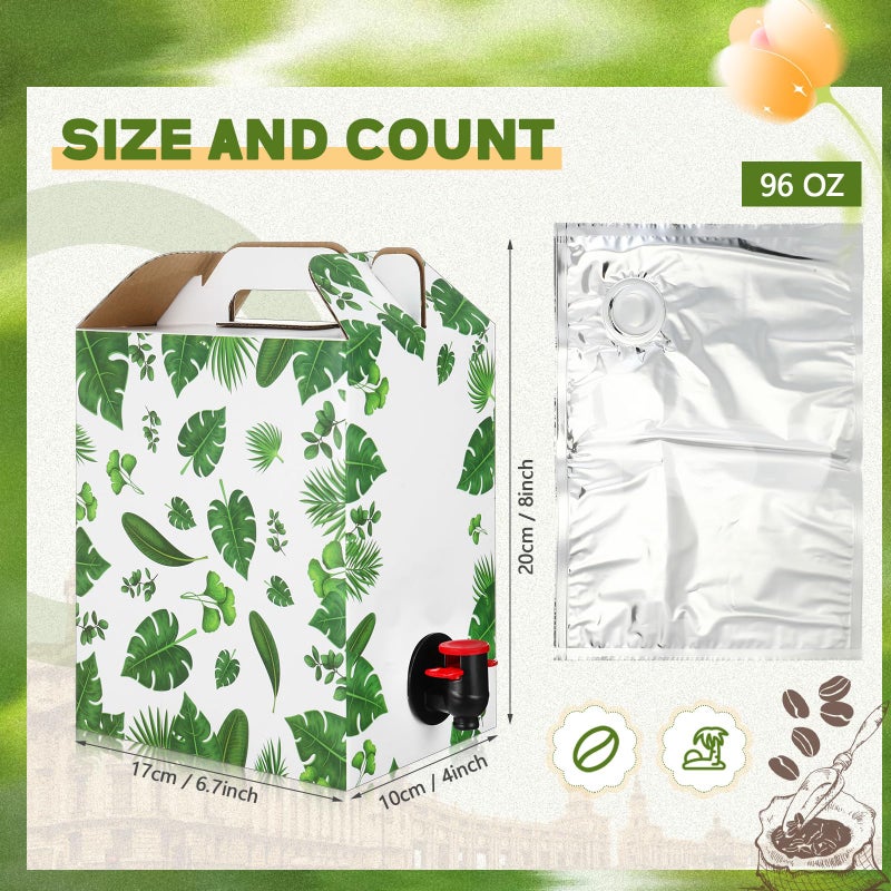 Frienda 10 Pack Coffee Boxes for Catering 96 oz Leaf Pattern Coffee to Go Container Green Disposable Coffee Dispenser Portable Insulated Coffee Box Leaf Themed Coffee Box for Catering Liquid Carrier - Image 2