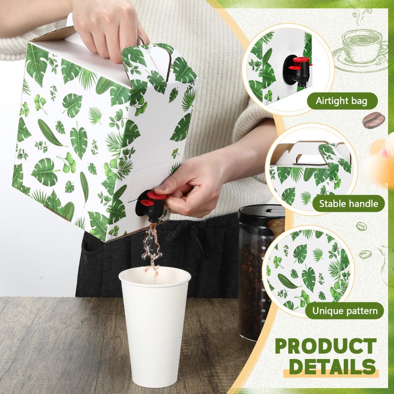 Frienda 10 Pack Coffee Boxes for Catering 96 oz Leaf Pattern Coffee to Go Container Green Disposable Coffee Dispenser Portable Insulated Coffee Box Leaf Themed Coffee Box for Catering Liquid Carrier - Image 4