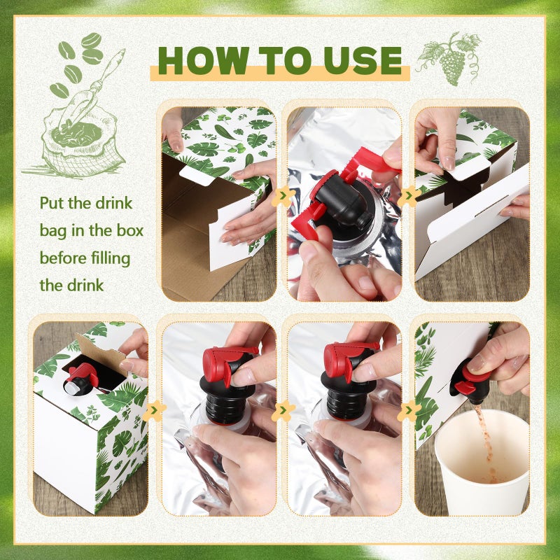 Frienda 10 Pack Coffee Boxes for Catering 96 oz Leaf Pattern Coffee to Go Container Green Disposable Coffee Dispenser Portable Insulated Coffee Box Leaf Themed Coffee Box for Catering Liquid Carrier - Image 3