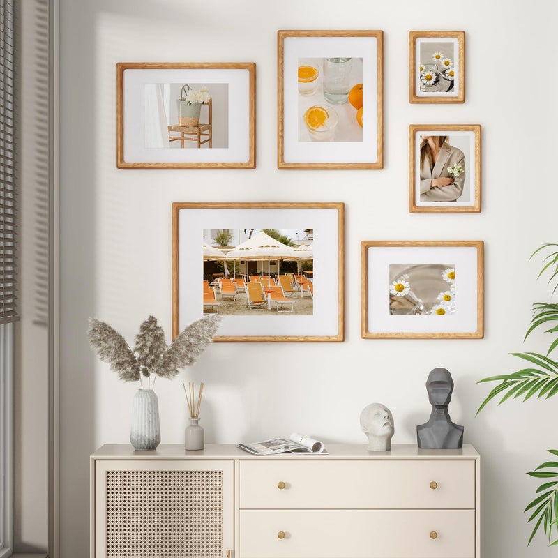 Flyjoe 8x10 إطار الصورة مجموعة من إطار صور خشبي الكرز من الولايات المتحدة الأمريكية مع زاوية مدورة مصنوعة يدويًا 8 × 10 - Image 1