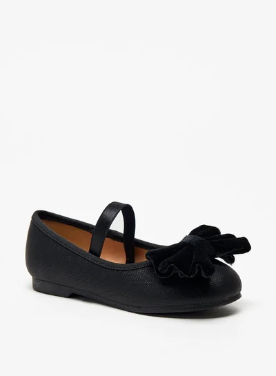 جونيورز Girls Bow Accent Slip-On Ballerina Shoes with Elastic Strap