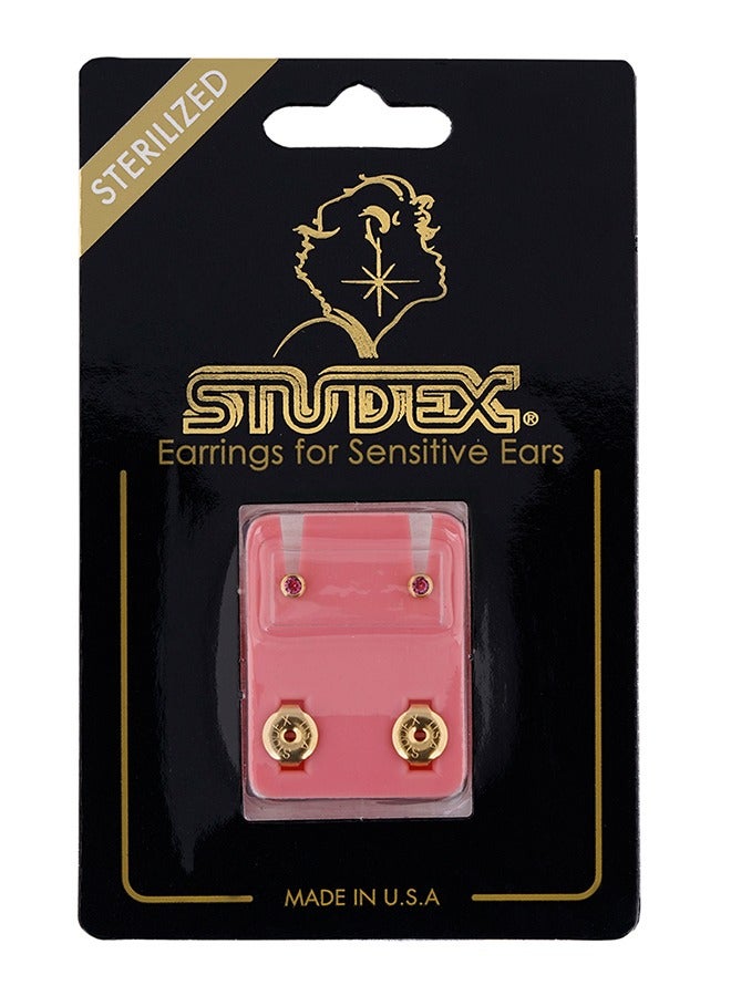 ستوديكس حلق الأذن 2 ملم أكتوبر  -بحواف جوهرة الميلاد روز مطلي بالذهب الخالص 24 قيراط - Image 5