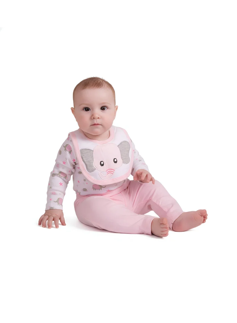 بمبىمىشى بودي سوت بأكمام طويلة بطبعة فيل من بامبي ميتشي مع بيجامة - وردي فاتح