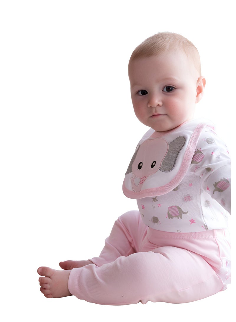 Bambimici Elephant Print Long Sleeve Bodysuit with Pyjama - Baby Pink - Image 5