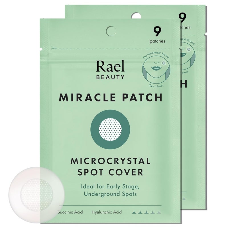 Rael Rael Pimple Patches Miracle Microcrystal Spot Cover  Hydrocolloid Acne Patch with Tea Tree Oil Early Stage Zits and Blemish Korean Skin Care Vegan Cruelty Free 18 Count 