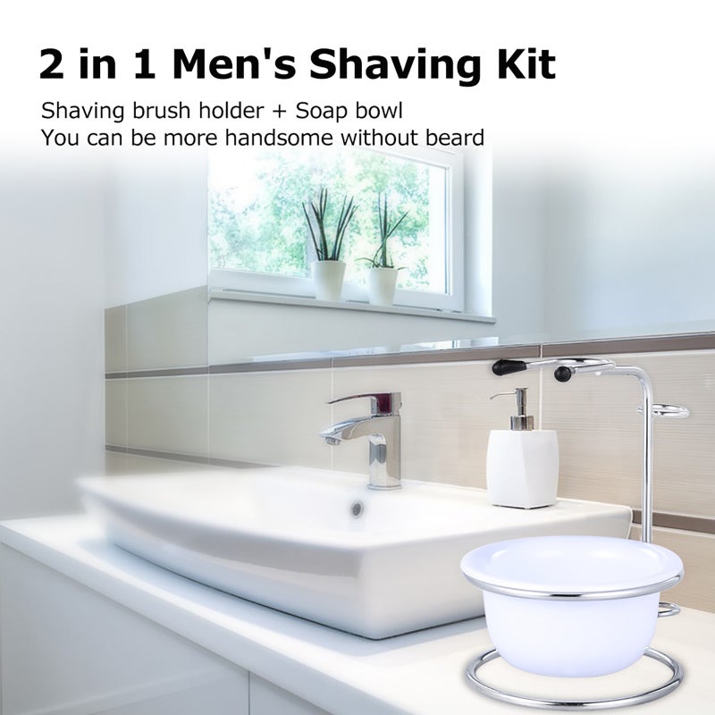 Men's Shaving Kit: 2-In-1 Holder + Soap Bowl, Wall-Mountable & Table-Standing, Quick Air-Drying Shaving Set for Male Wet Or Dry Shaving - Image 4