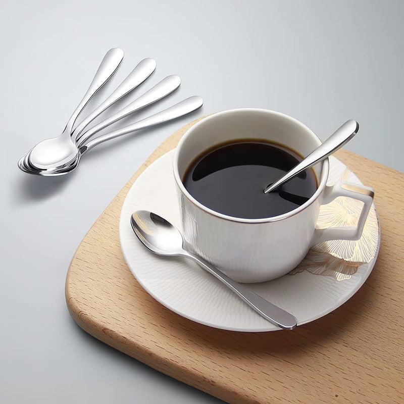 IQCWOOD Coffee Spoons, Mini Espresso Spoon, 6 Pieces Stainless Steel Spoons Silverware Set, Dinner Spoon for Home, Kitchen or Restaurant, Dishwasher Safe 4.7 Inches - Image 3