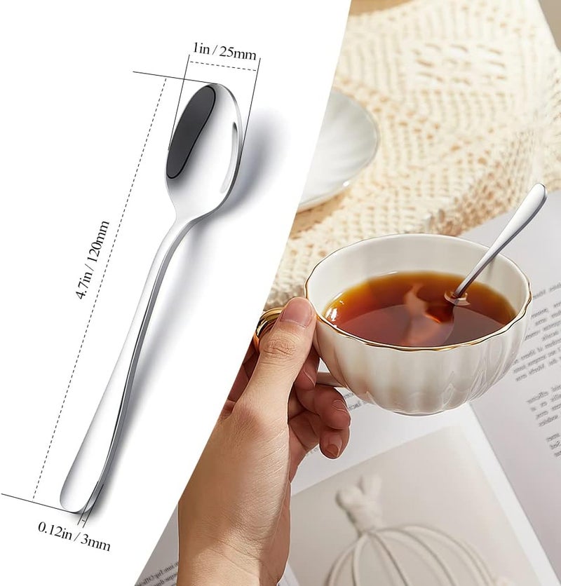 IQCWOOD Coffee Spoons, Mini Espresso Spoon, 6 Pieces Stainless Steel Spoons Silverware Set, Dinner Spoon for Home, Kitchen or Restaurant, Dishwasher Safe 4.7 Inches - Image 2