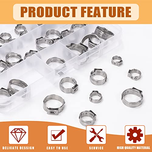 Tanstic 42Pcs 9 inch Ear Clamp Pliers with 5 Sizes 304 Stainless Steel Single Ear Hose Clamps and PEX Tube Cutter, Pincer Crimper Tool Ear Clamp Pliers Crimper Nail Puller - Image 4
