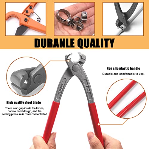 Tanstic 42Pcs 9 inch Ear Clamp Pliers with 5 Sizes 304 Stainless Steel Single Ear Hose Clamps and PEX Tube Cutter, Pincer Crimper Tool Ear Clamp Pliers Crimper Nail Puller - Image 3