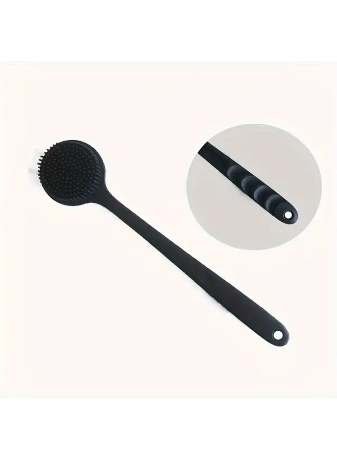 Long Back Cleaning Brush S Shaped Silicone Bath Brush Black For Hard To Reach Areas - Image 5