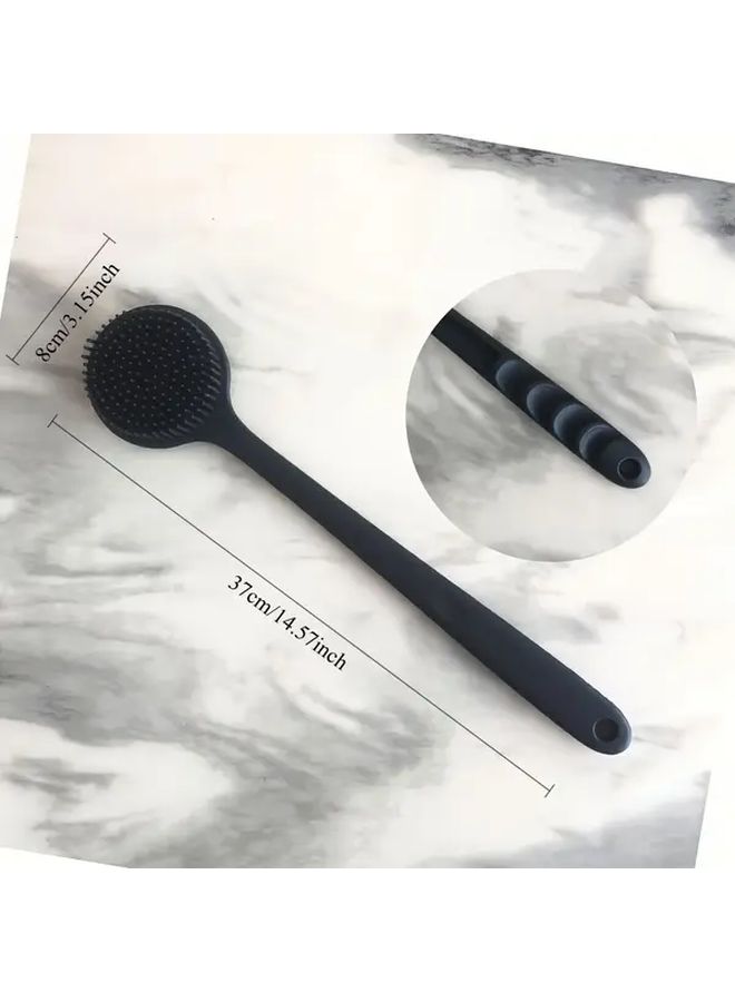 Long Back Cleaning Brush S Shaped Silicone Bath Brush Black For Hard To Reach Areas - Image 4