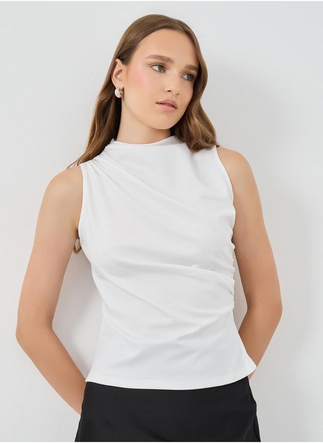 Take Two Take Two Solid Side Waist Gathered Knitted Top  - Image 1