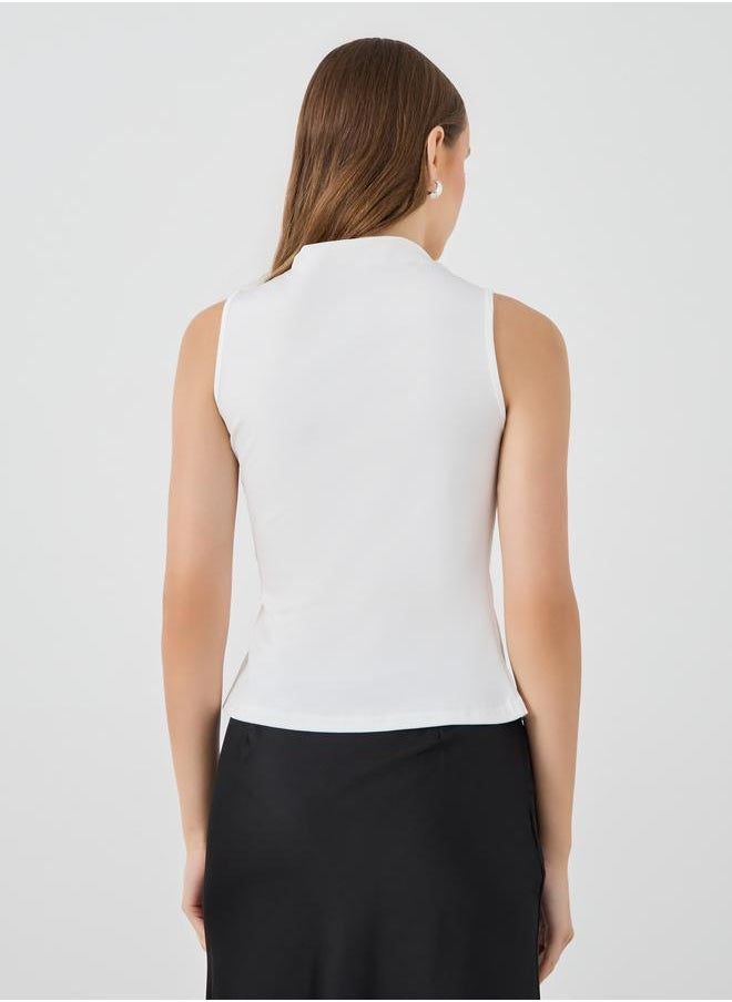 Take Two Take Two Solid Side Waist Gathered Knitted Top  - Image 4