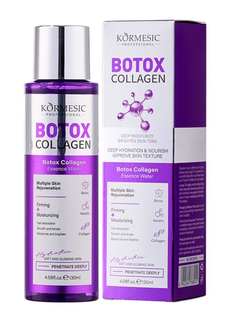 Kormesic Botox Collagen Essence Water 130ml Moisturizing Firming Skin Rejuvenation Essence Water with Hydrolyzed Keratin & Collagen Smooth Soft Glowing Skin Essence Serum - Image 1