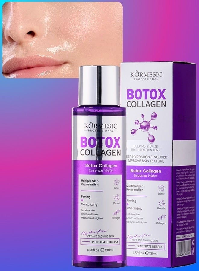 Kormesic Botox Collagen Essence Water 130ml Moisturizing Firming Skin Rejuvenation Essence Water with Hydrolyzed Keratin & Collagen Smooth Soft Glowing Skin Essence Serum - Image 1