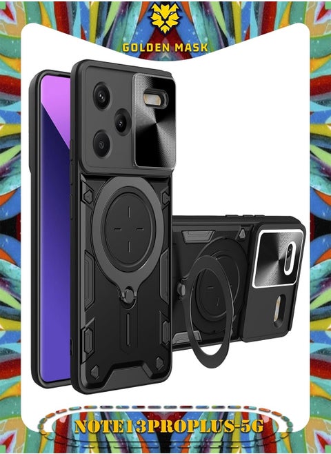 GOLDEN MASK For Xiaomi Redmi Note 13 Pro Plus Armored Camera Shield Cover Camera Lend Protection, Built-in 360° (Black)