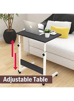 SHOWAY 60 * 40Cm Laptop Table Desk Stand Mobile Computer Workstation Height Adjustable With Rolling Wheel For Bedroom Living Room Office Black  - Image 2