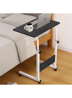 SHOWAY 60 * 40Cm Laptop Table Desk Stand Mobile Computer Workstation Height Adjustable With Rolling Wheel For Bedroom Living Room Office Black  - Image 1